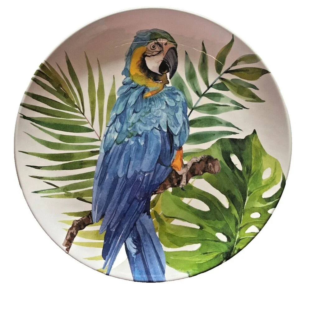 Tommy Bahama Birds Parrot Cockatiel Melamine Dinner Plates 11